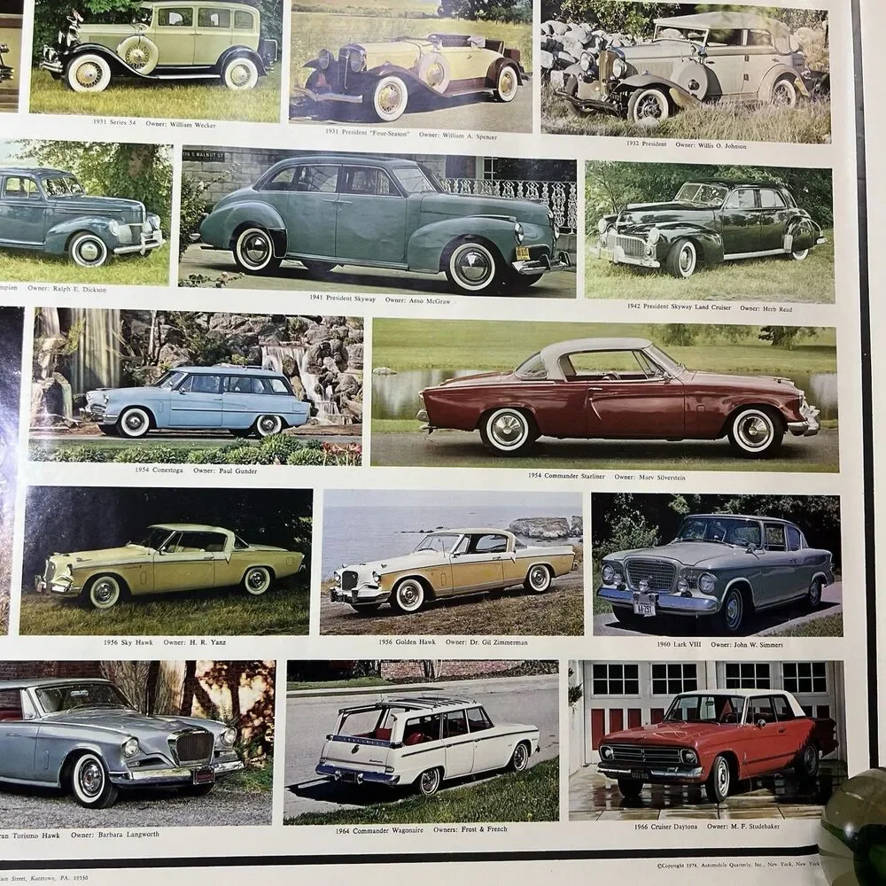 STUDEBAKER CARS 1904-1966 Vintage Original 1974 25x38 Wall POSTER Excellent